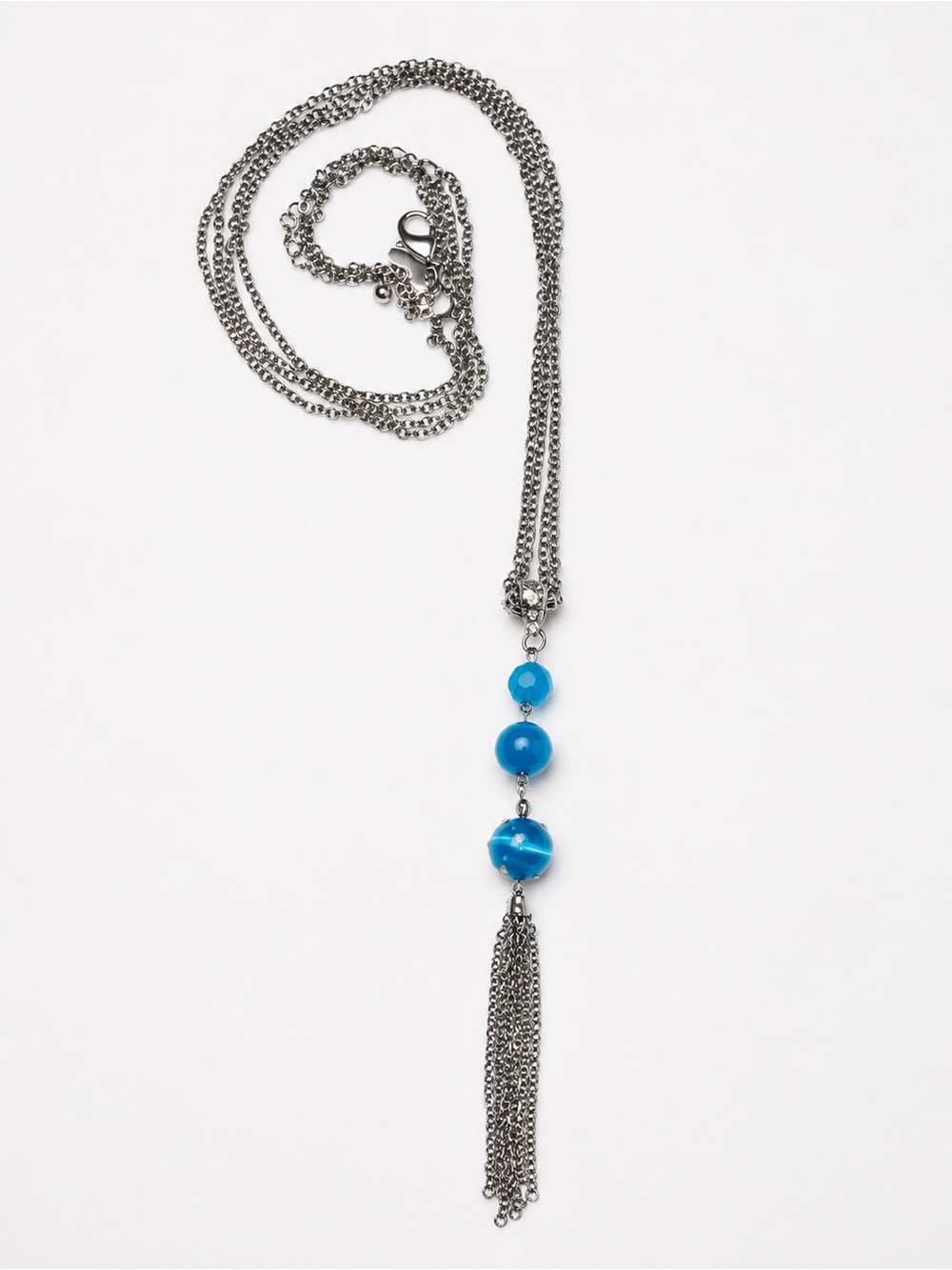 Turquoise Bead Tassel Necklace - Women Jewelry